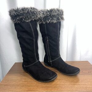 Naturalizer Fabiano Black Faux Fur Trim Knee High Boots Womens Size 8